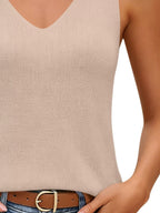 V-neck Ribbed Knit Tank Top (3)