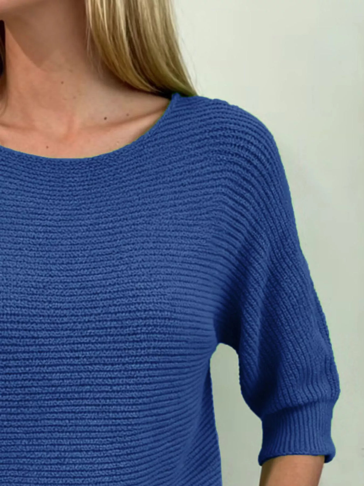 Full Size Ribbed Knit Round Neck Sweater Plus (14)