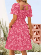Smocked Square Neck Tiered Mini Dress (8)