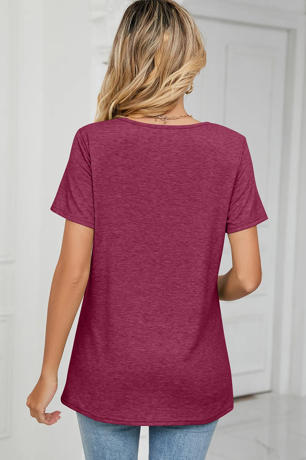Ruched Heathered Short Sleeve T-shirt (12)