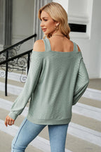 Cold Shoulder Square Neck Cutout Blouse (15)
