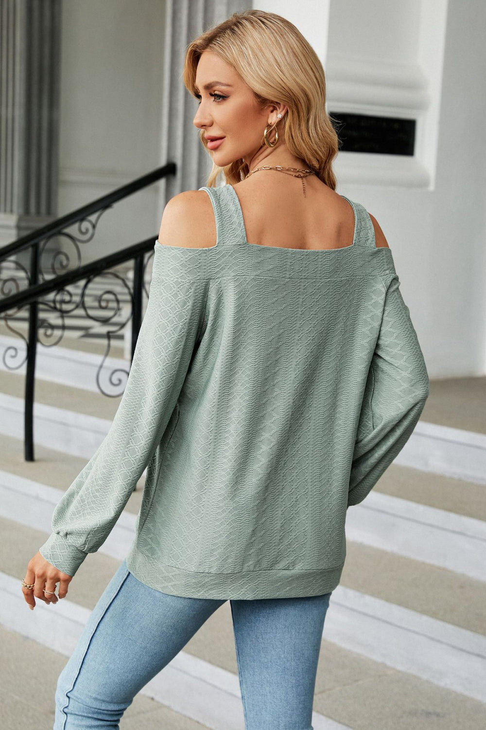 Cold Shoulder Square Neck Cutout Blouse (15)