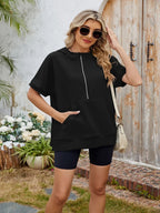 Half Zip Short Sleeve Hooded Top (18)