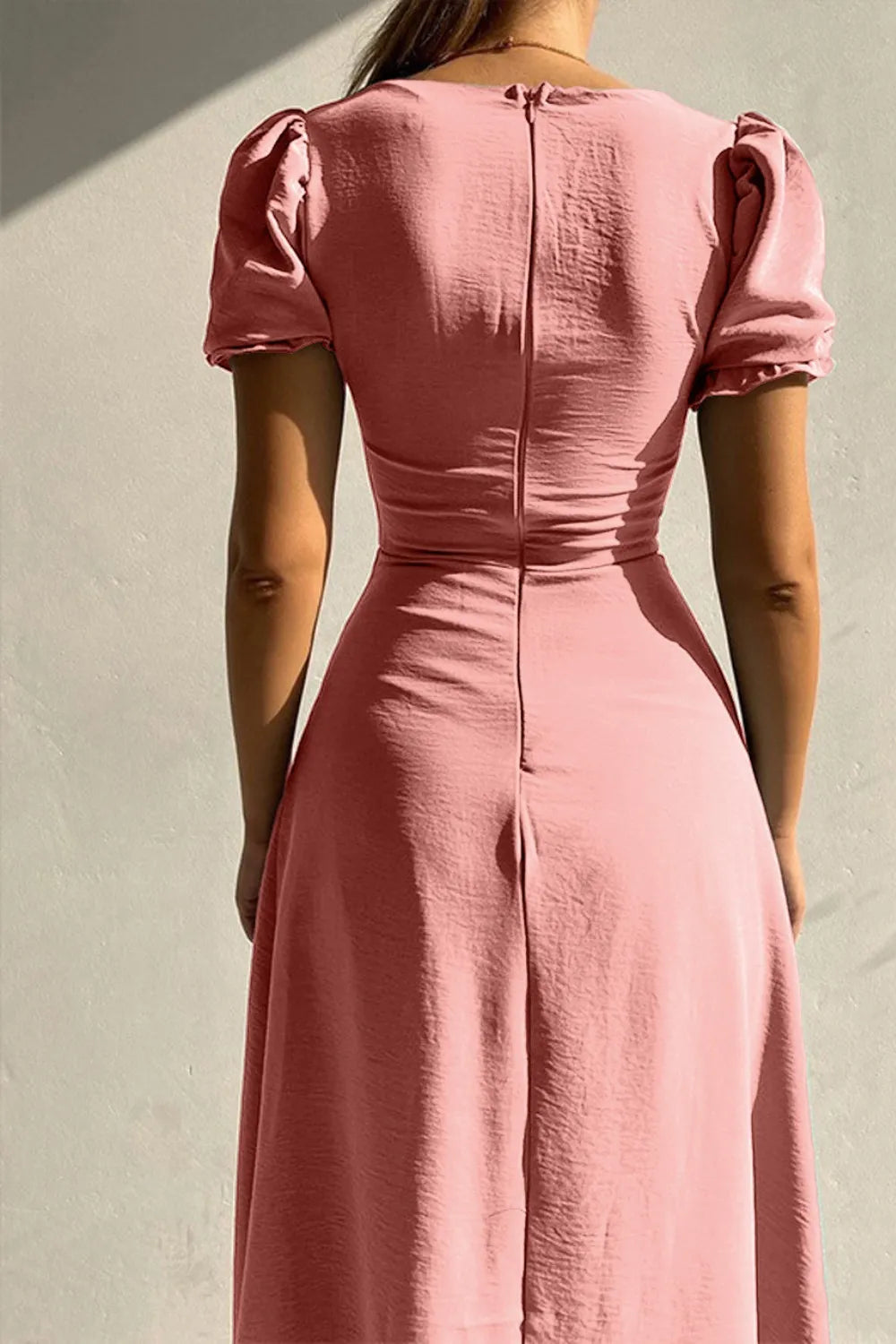 Sweetheart Neck Short Sleeve Dress (2)