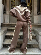 Block Zip-up Outerwear Pants Set (10)