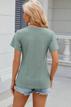 Eyelet Surplice Short Sleeve T-shirt (24)