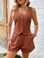 Scoop Neck Sleeveless Top Shorts Set (3)