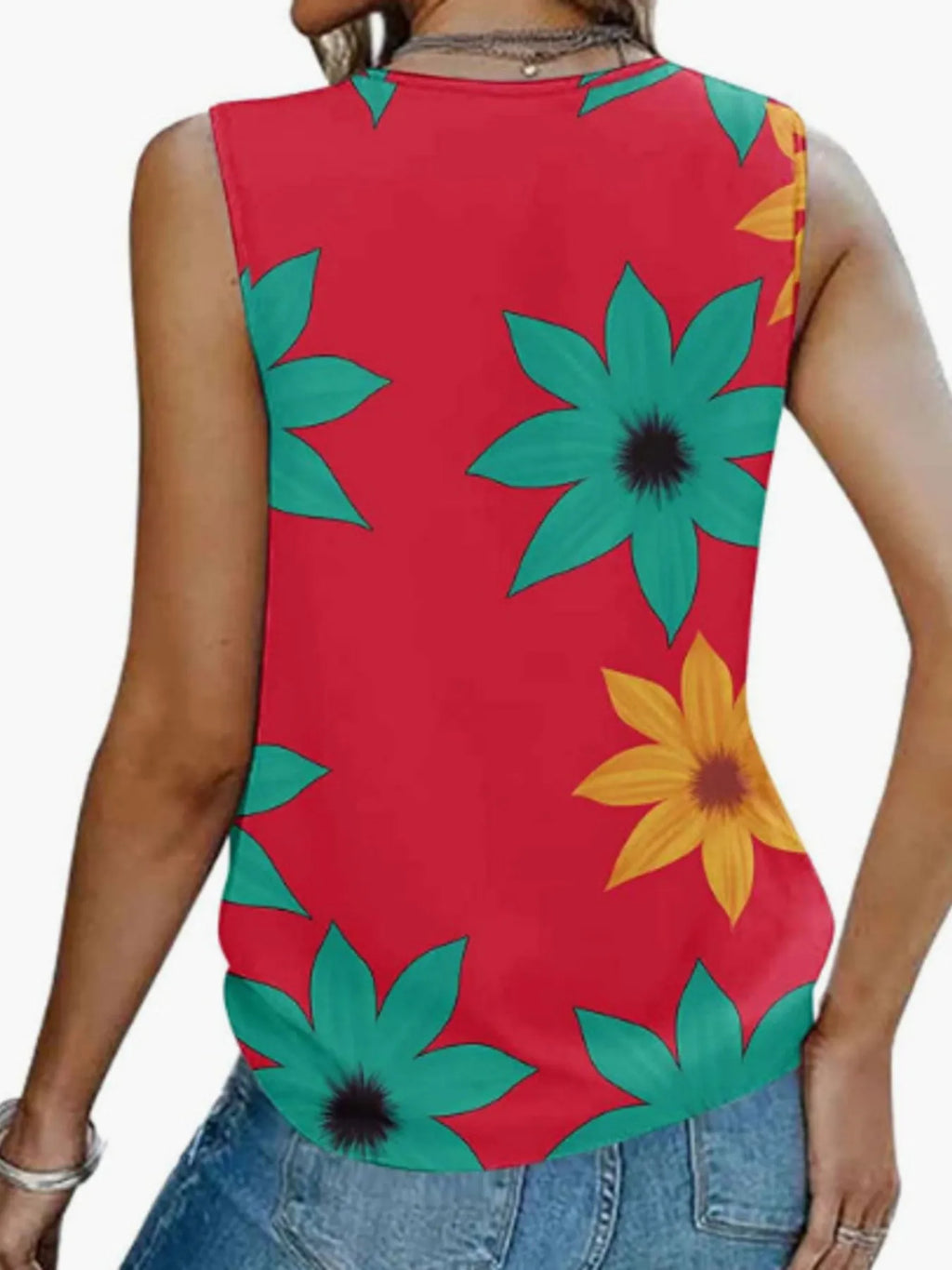 Printed V-neck Tank (8)