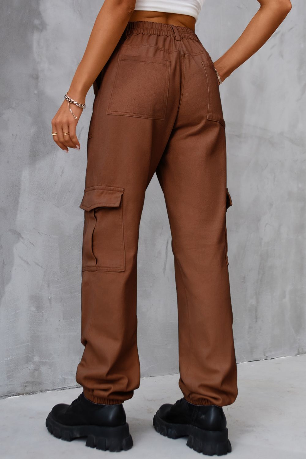 Buttoned High Waist Jeans Pockets (6)