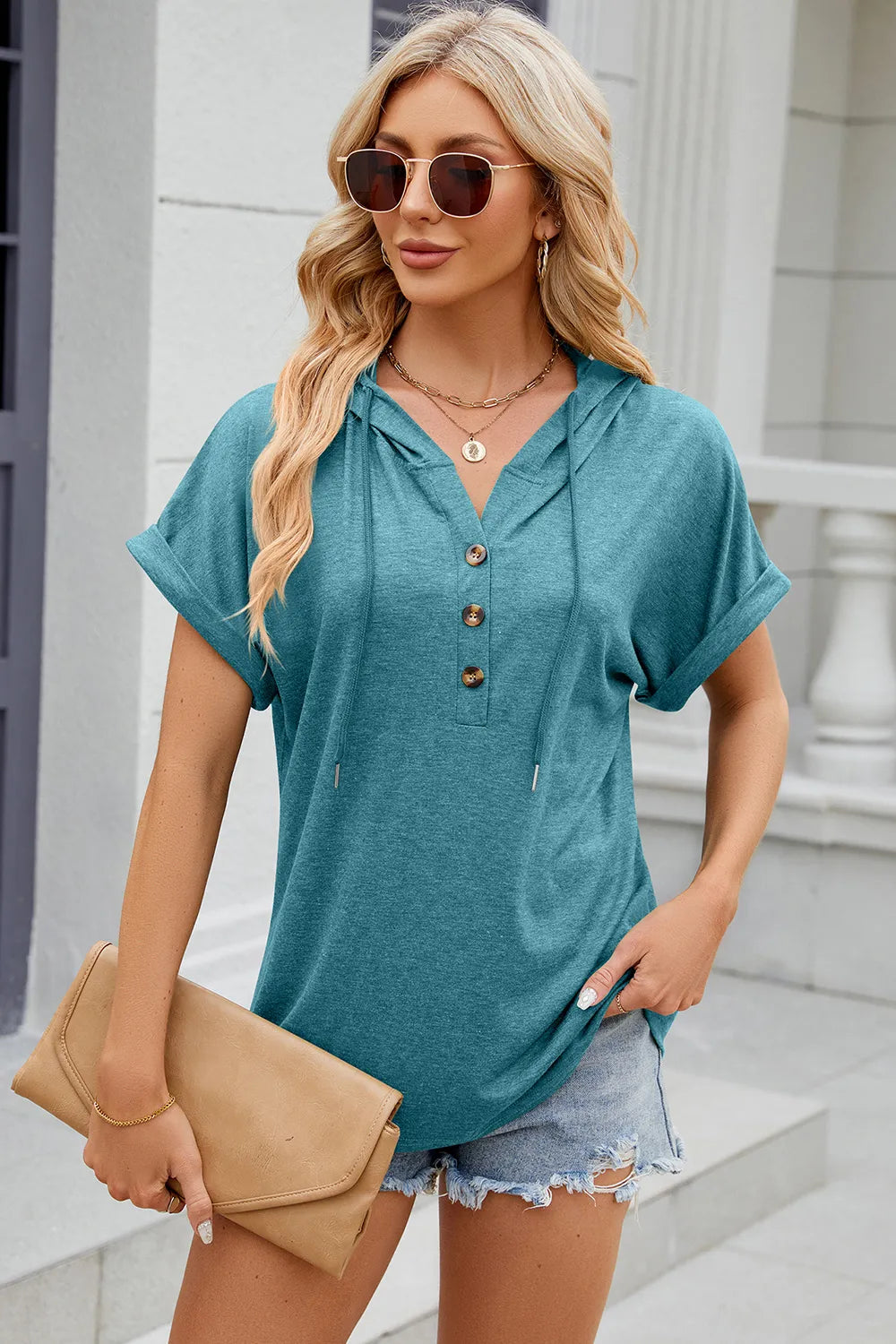 Hooded Short Sleeve T-shirt (18)