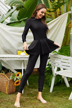 Mock Neck Long Sleeve One-piece Swimwear (19)