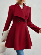 Collared Neck Button Up Long Sleeve Coat (3)