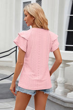 Eyelet Notched Short Sleeve T-shirt (28)