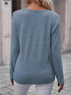 Round Neck Buttoned Long Sleeve T-shirt (15)