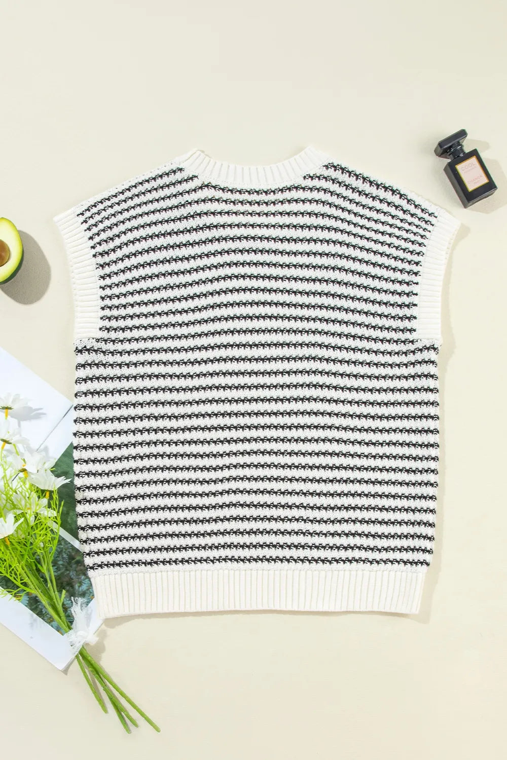 Striped Round Neck Sweater Vest (9)