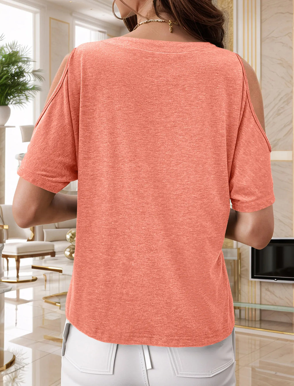 Full Size Cold Shoulder Button Front T-shirt Plus (11)