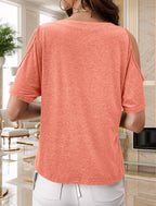Full Size Cold Shoulder Button Front T-shirt Plus (11)