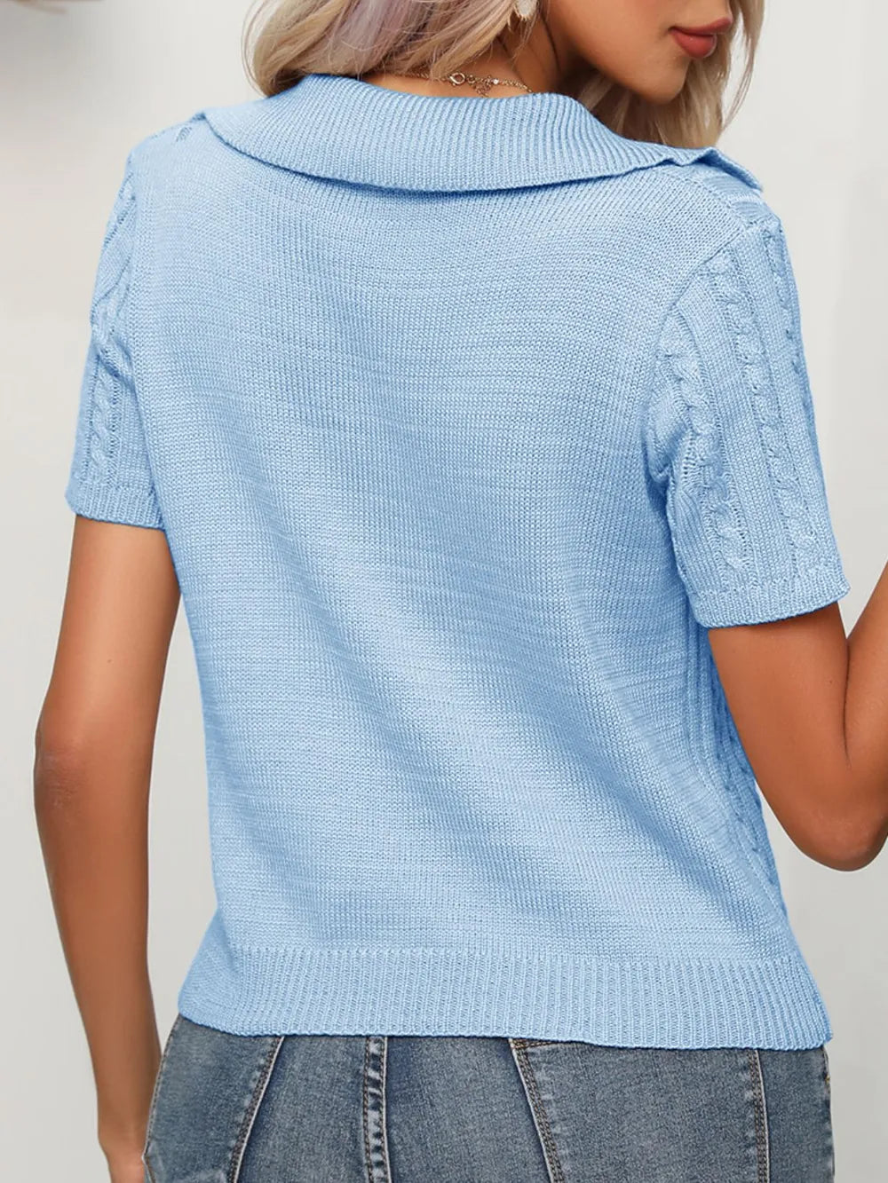 Cable Knit Short Sleeve Top (13)