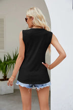 Contrast Eyelet V-neck Tank (7)