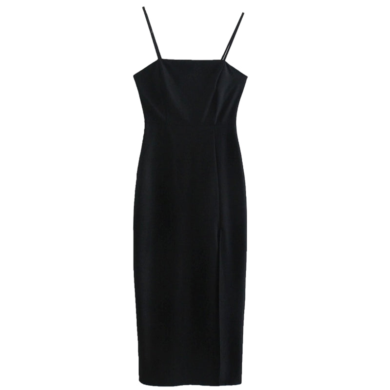 Slim Fit Black Slip Dress Midi variant CJQZ140565601AZ|CJQZ140565602BY|CJQZ140565603CX|CJQZ140565604DW