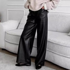 Retro Casual Black Leather Pants photo 4