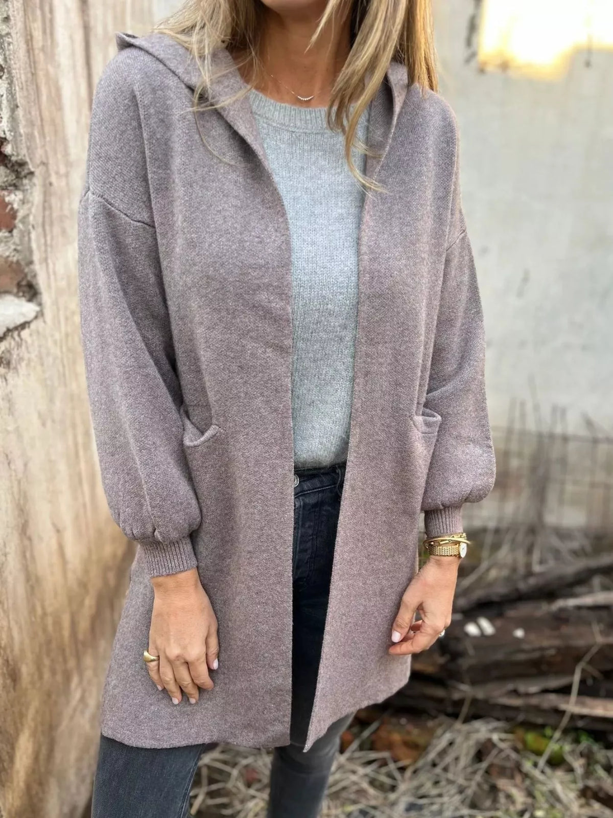 Full Size Open Front Drop Shoulder Hooded Cardigan Plus (14)