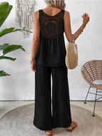 Round Neck Tank Wide Leg Pants Set (19)