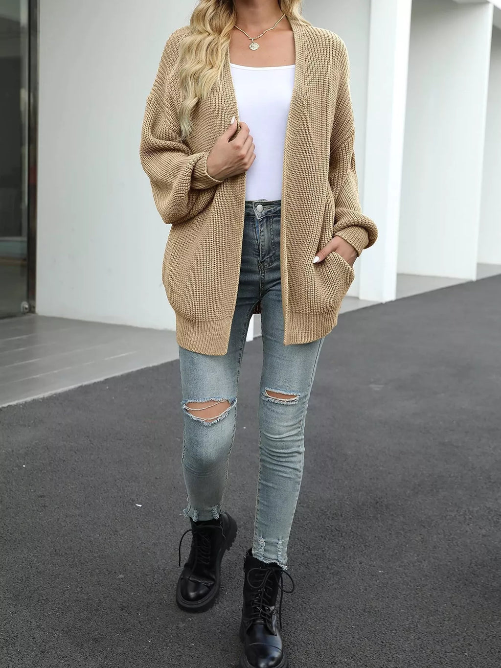 Chunky Knit Open Front Cardigan (7)