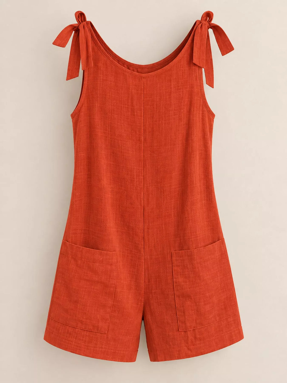 Full Size Tie-shoulder Romper Pockets Plus (35)