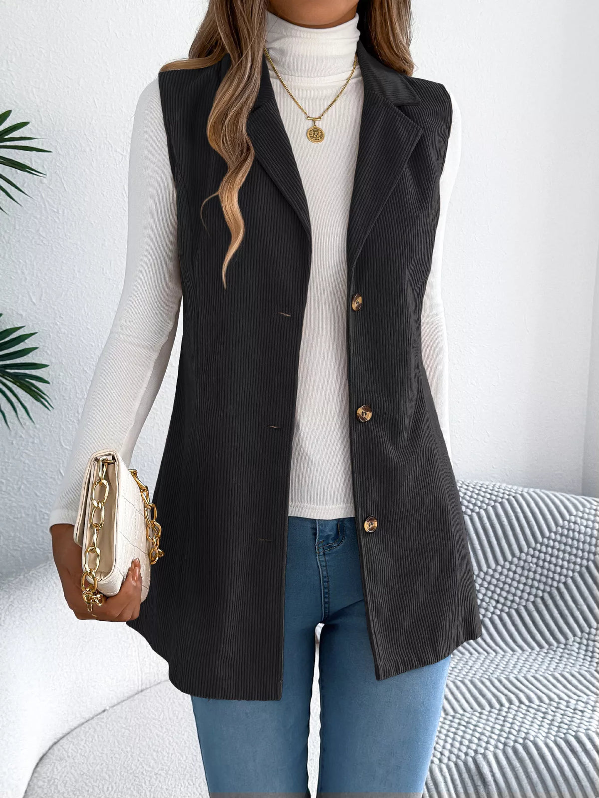 Button-front Longline Vest Coat (16)