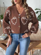 V-neck Dropped Shoulder Cardigan