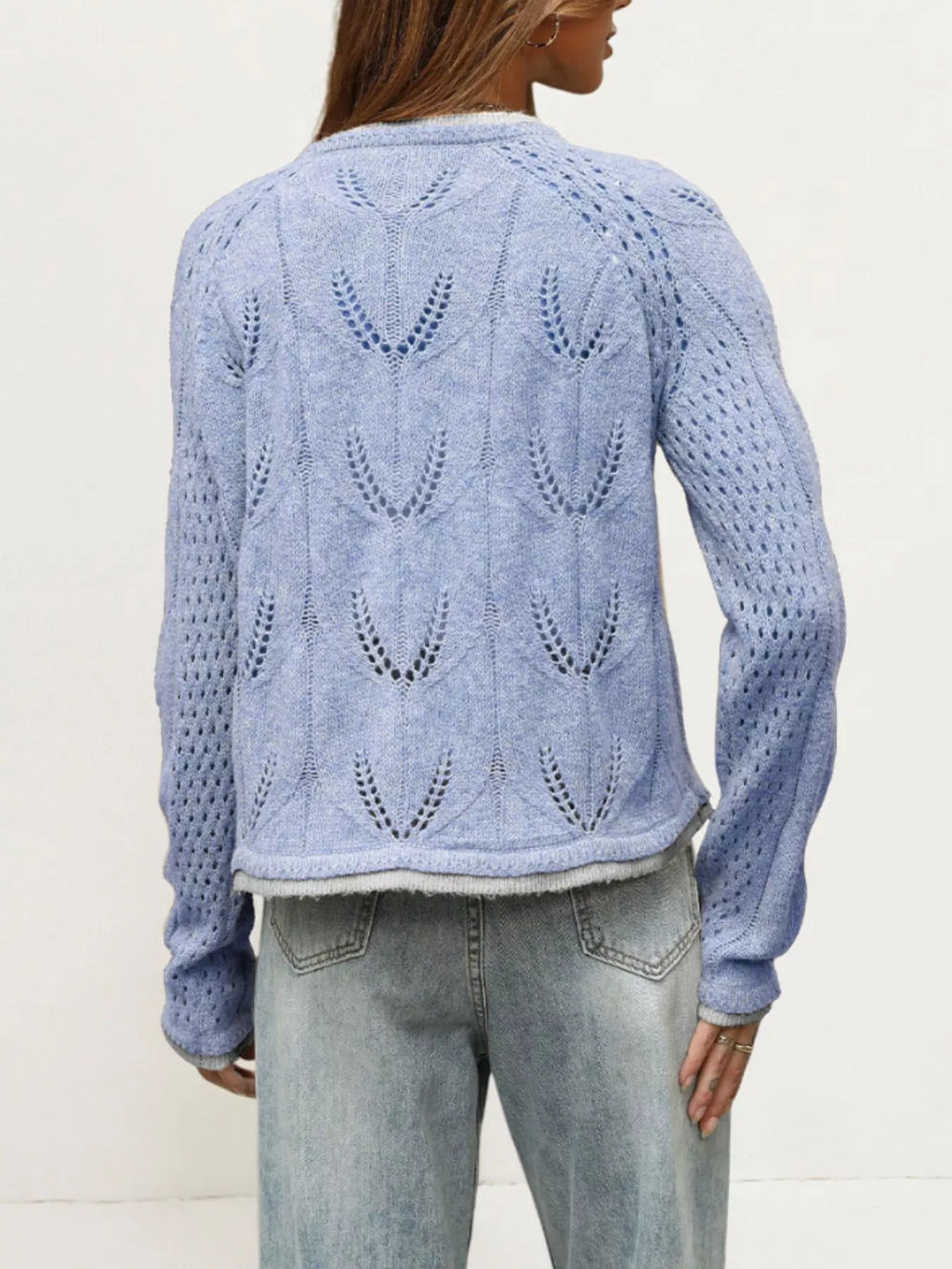 Hollow-out Knit Button-down Cardigan (3)