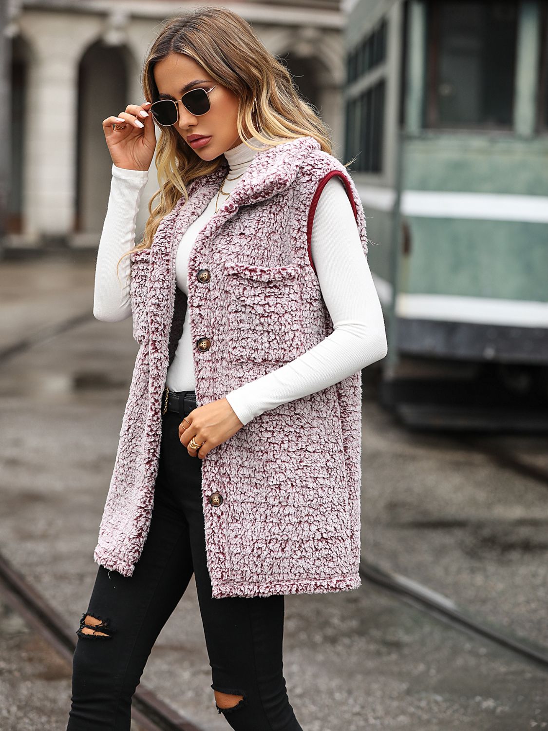 Full Size Button Down Collared Neck Vest (3)