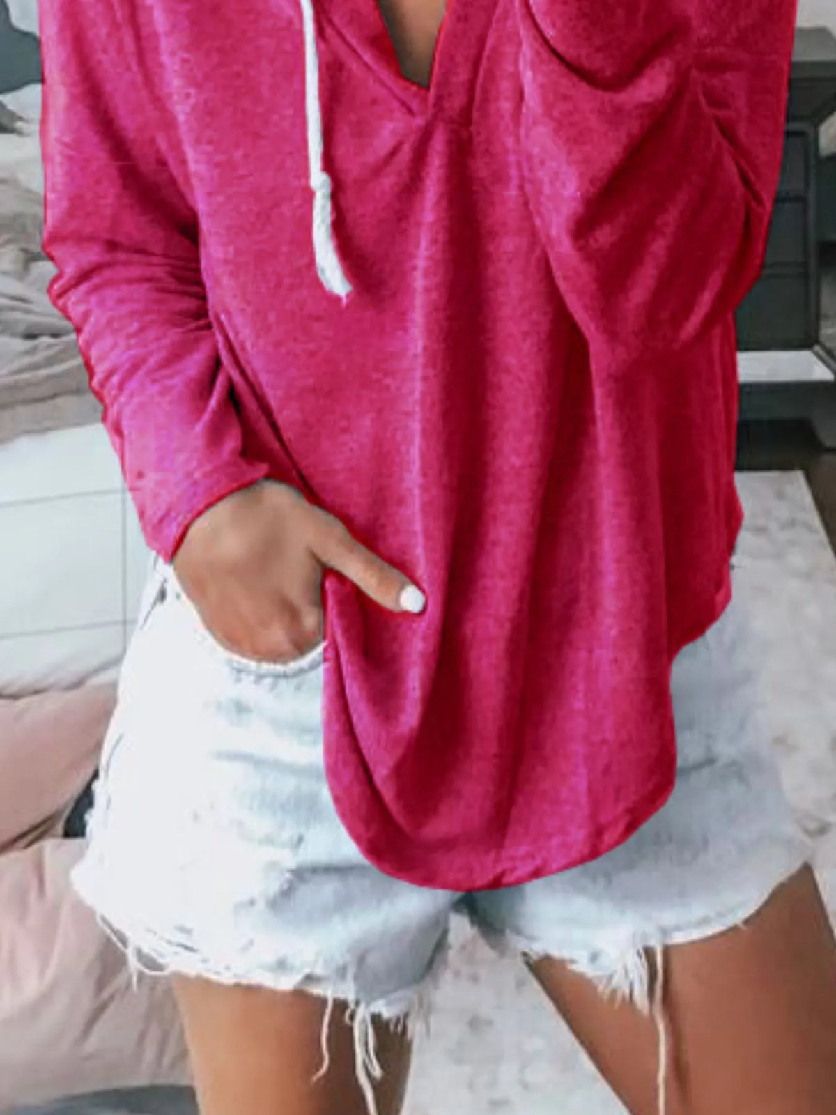 Full Size Drawstring Long Sleeve Hoodie Plus (10)