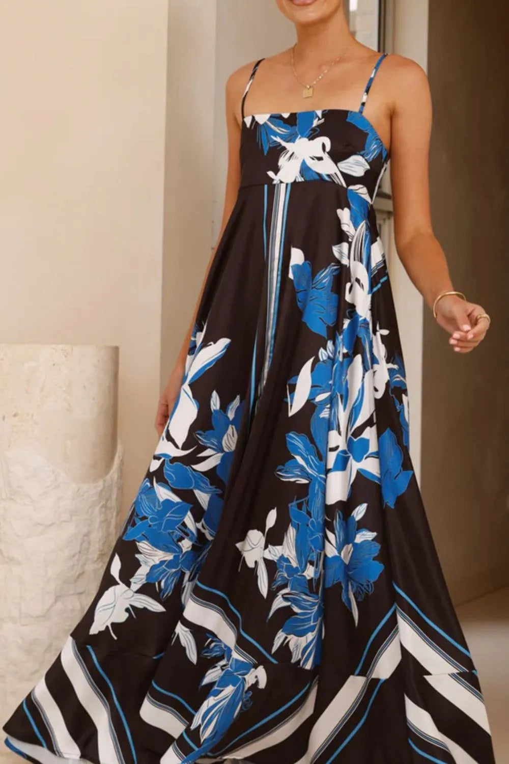 Printed Square Neck Cami Maxi Dress (6)