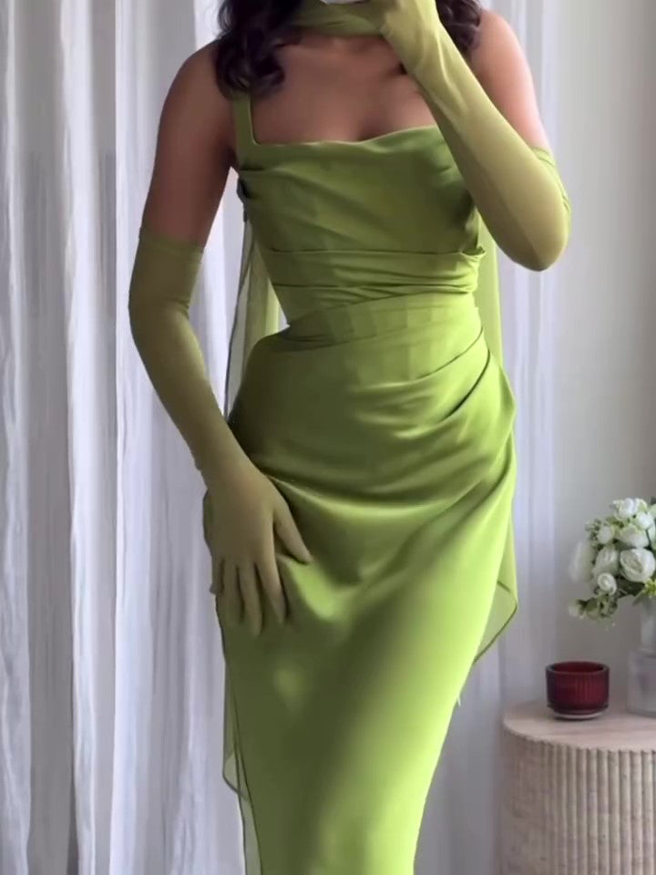 Elegant Pleated Suspender Maxi Dress photo 3