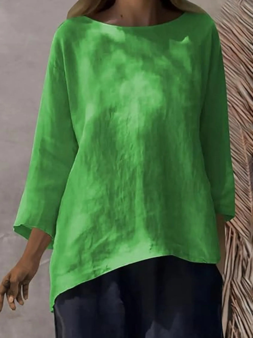 Full Size Round Neck Relaxed Fit Blouse Plus (14)