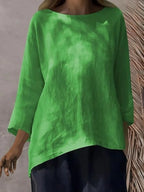 Full Size Round Neck Relaxed Fit Blouse Plus (14)