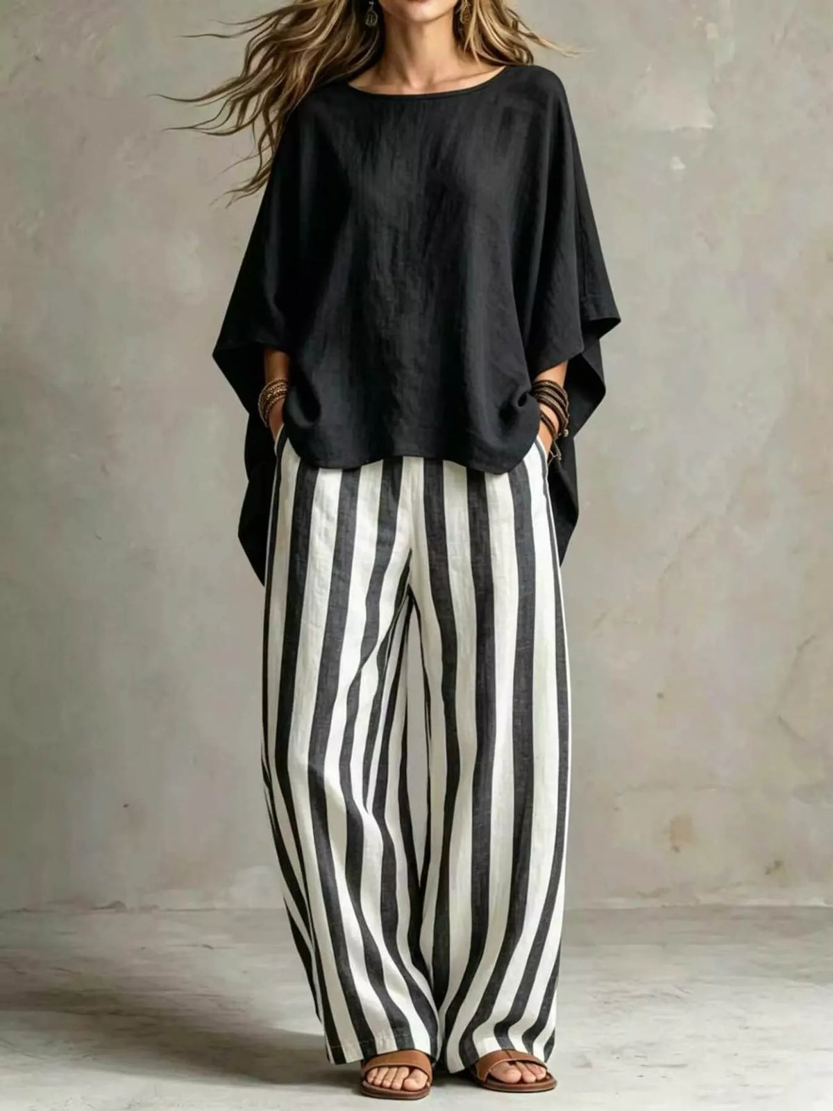 Full Size Solid Color Top Pants Set Plus (7)