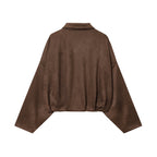 Suede Effect Bomber Jacket Coat photo 1