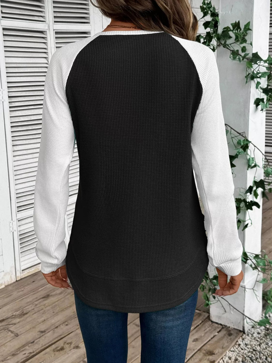 Waffle Knit Raglan Sleeve T-shirt (23)