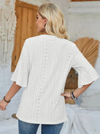 Eyelet Notched Half Sleeve T-shirt (6)