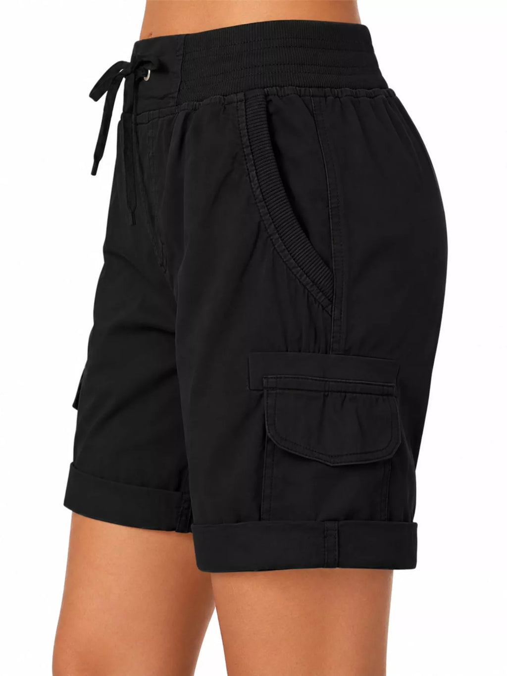 Full Size Drawstring Cargo Shorts Plus (10)