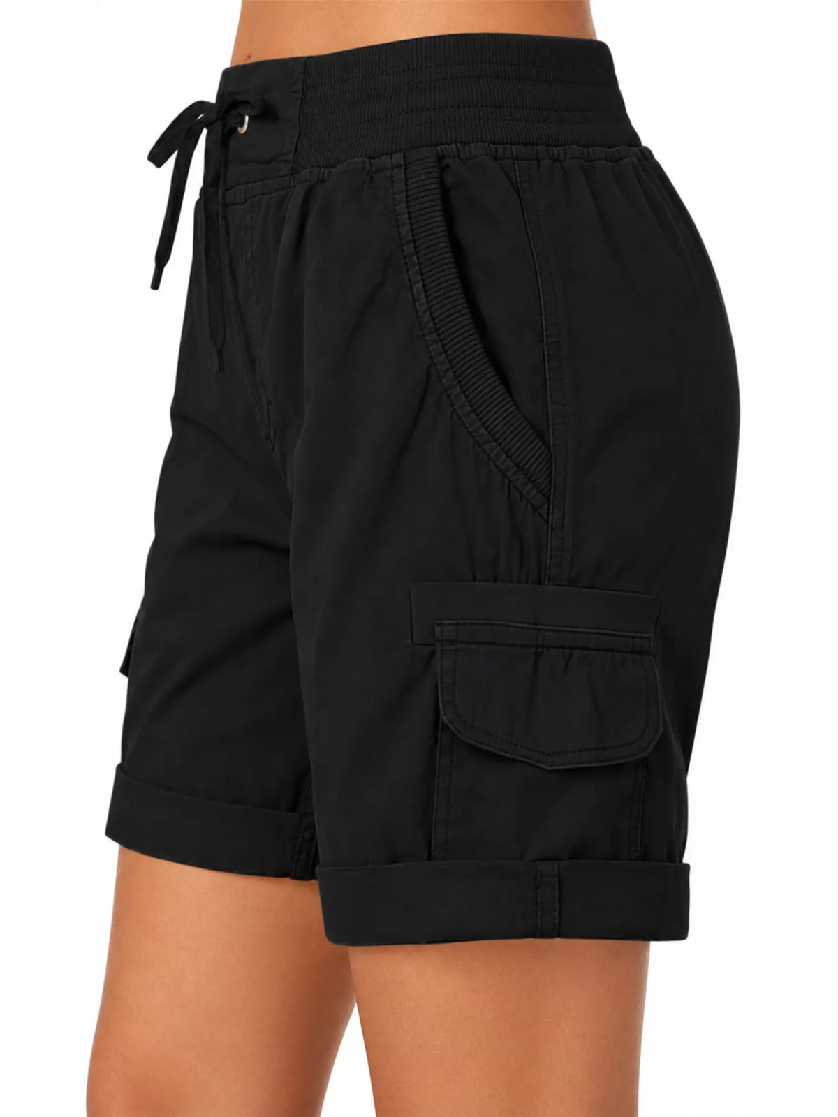 Full Size Drawstring Cargo Shorts Plus (10)