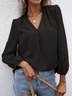 Swiss Dot Frill Trim Puff Sleeve Blouse (4)