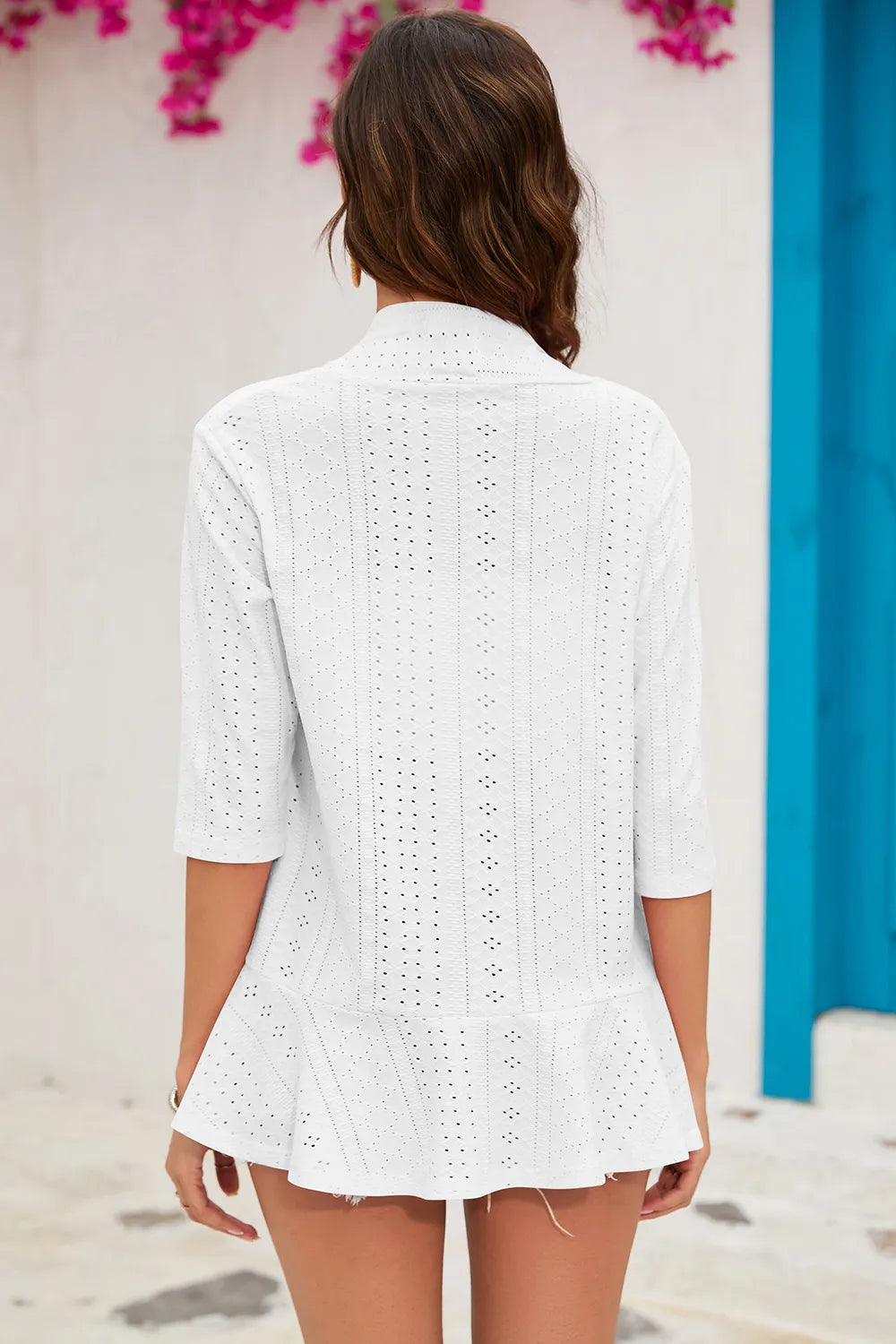 Eyelet Open Front Cardigan (8)