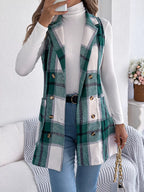 Plaid Double-breasted Vest Coat (9)