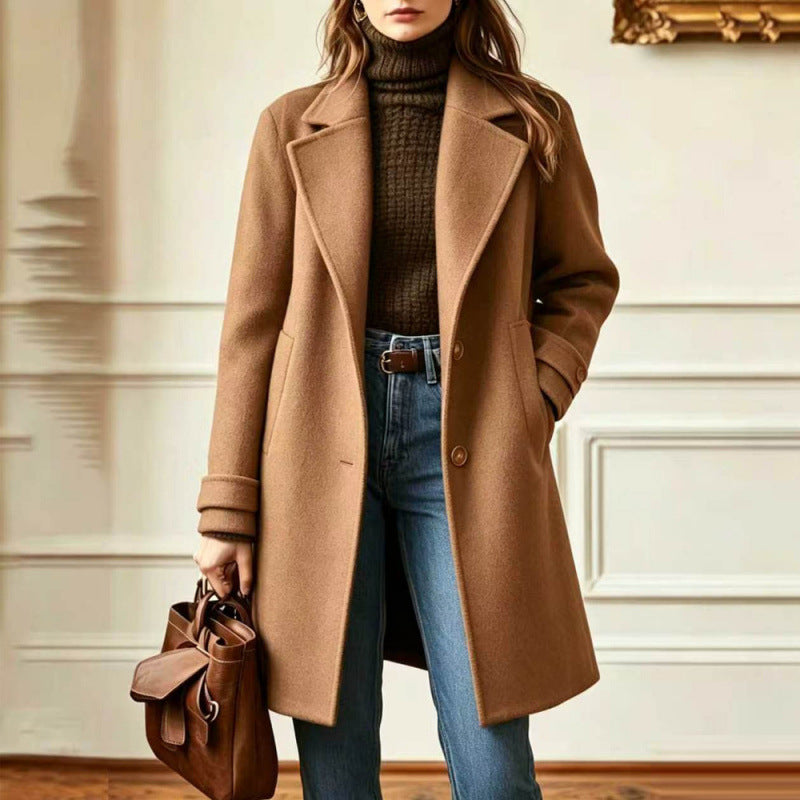 2026 Autumn Winter Retro Casual Mid-length Lapel Coat Woolen photo 4