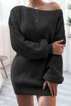 Boat Neck Long Sleeve Mini Sweater Dress (12)