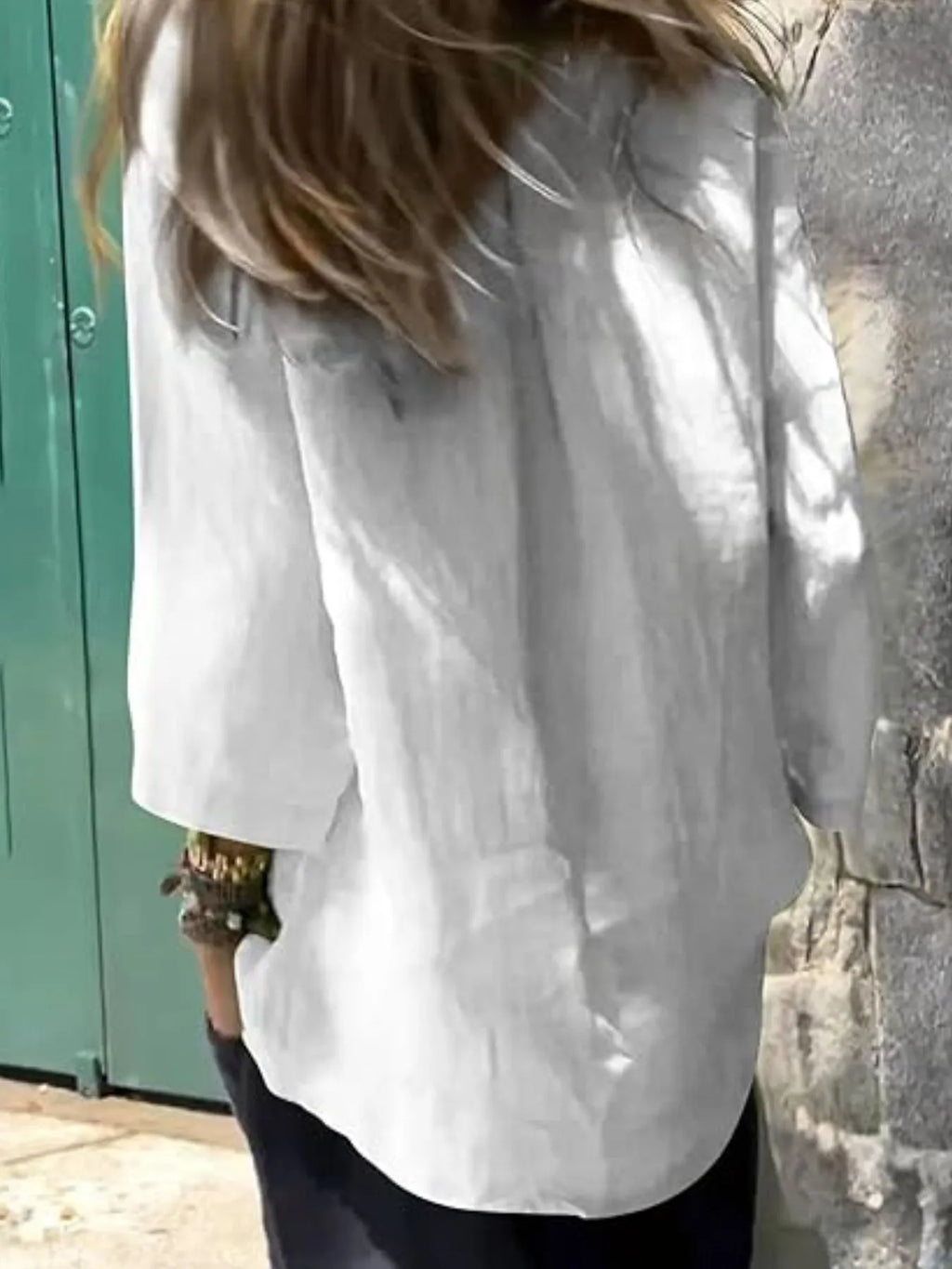 Full Size Round Neck Relaxed Fit Blouse Plus (6)
